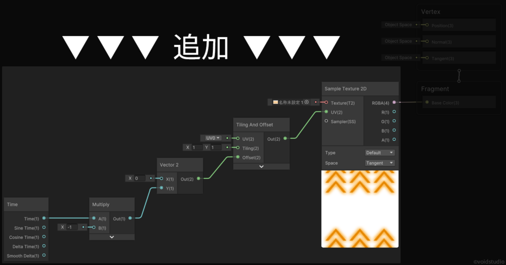 Shader GraphでUVをスクロールさせるときに追加した部分